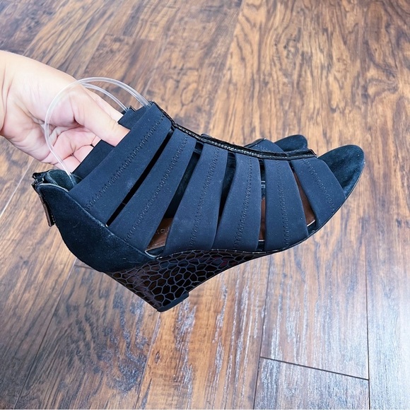 Donald J Pliner • Jada Stretch Wedge Sandal black cage gladiator heel - Picture 7 of 12